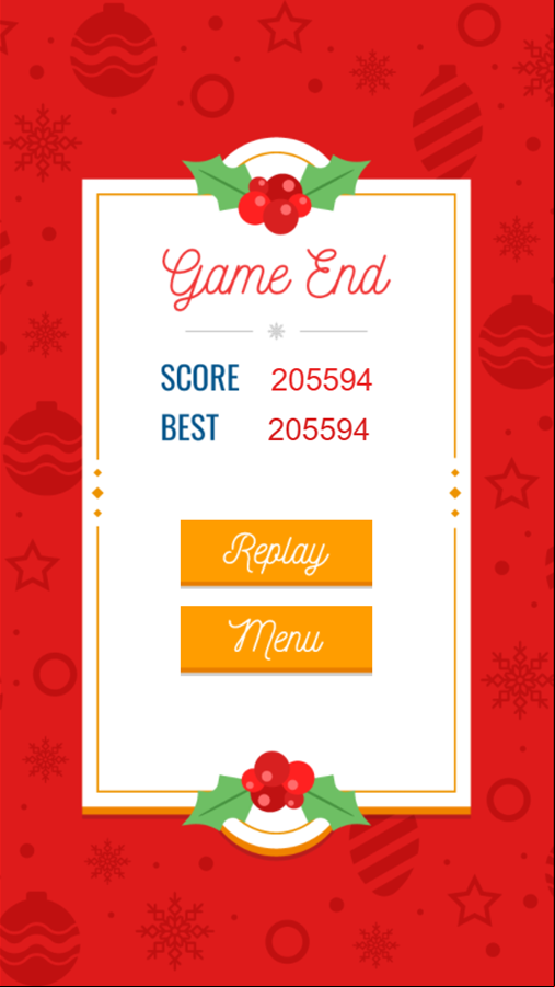 2048 Christmas Game Over Screen Screenshot.