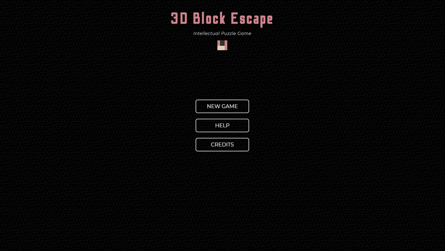 3D Block Escape Game Welcome Screen Screenshot.