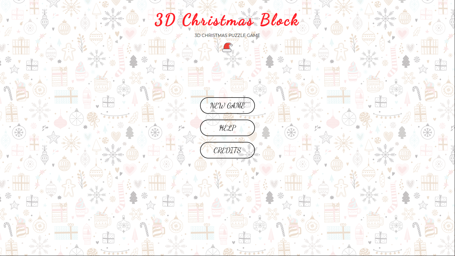 3D Christmas Block Game Welcome Screen Screenshot.