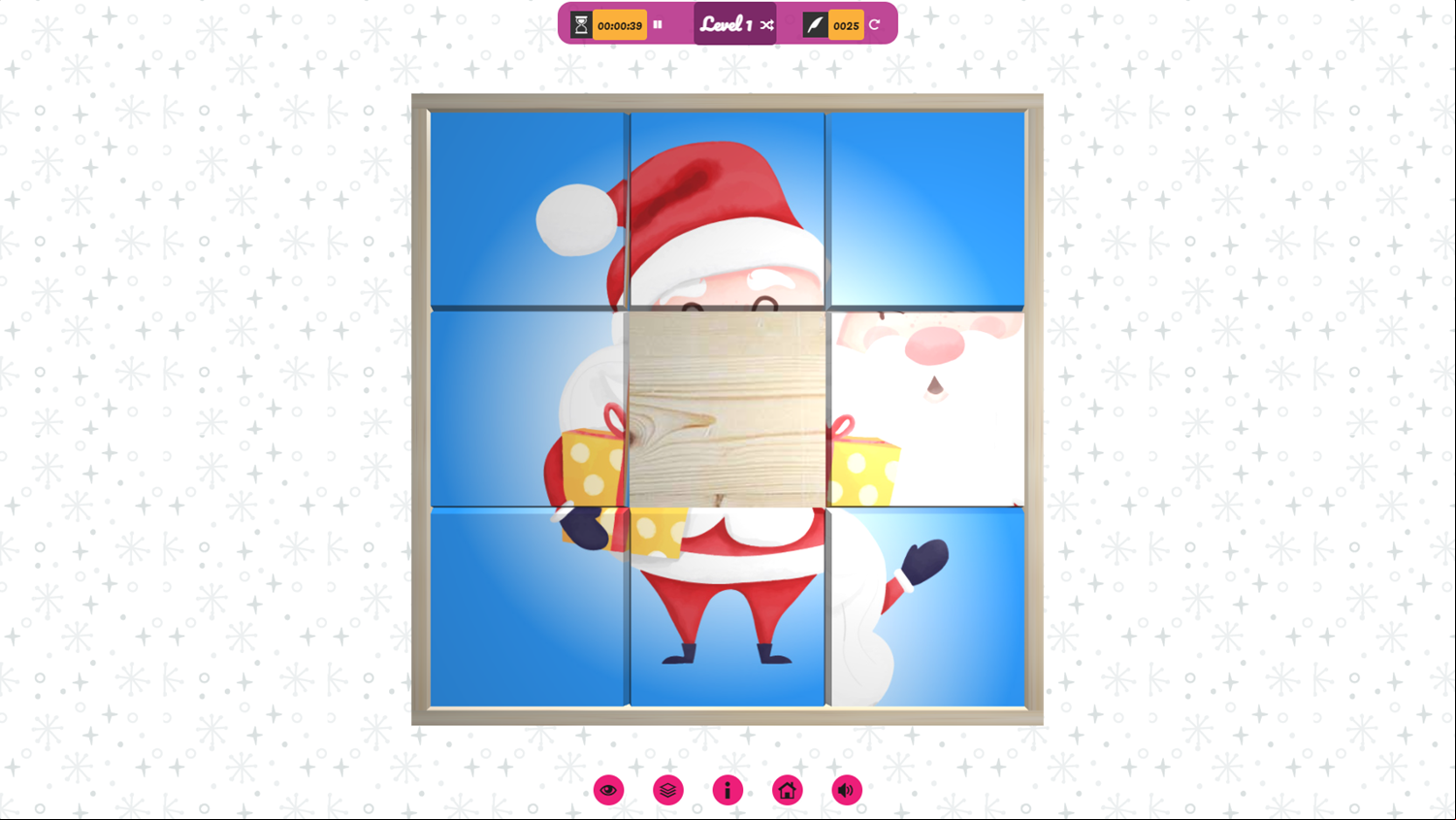 3D Christmas Sliding Puzzle Game Play Screenshot.