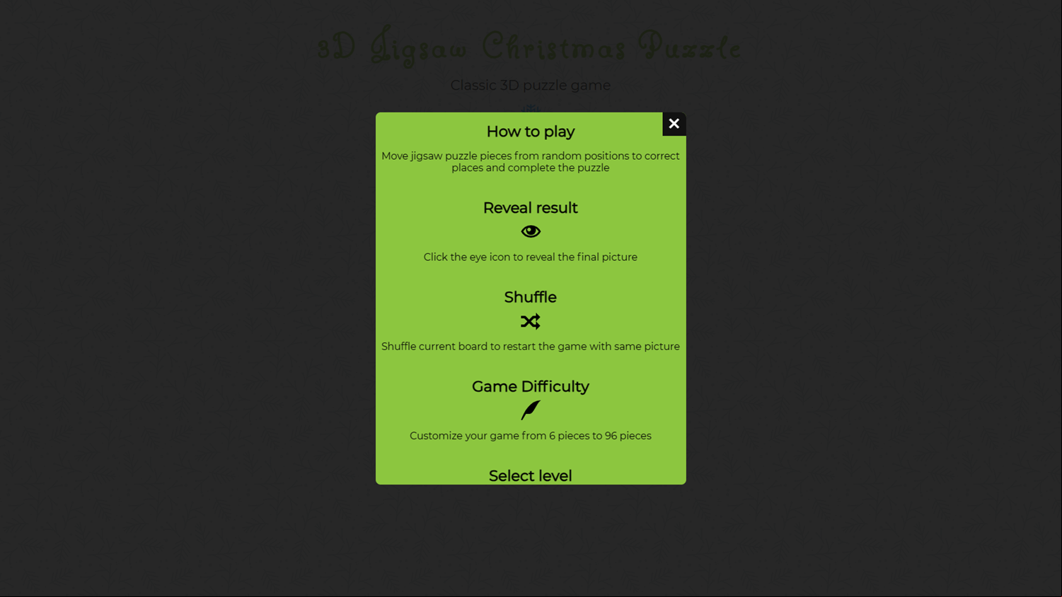 3D Jigsaw Christmas Puzzle Game How To Play Screenshot.