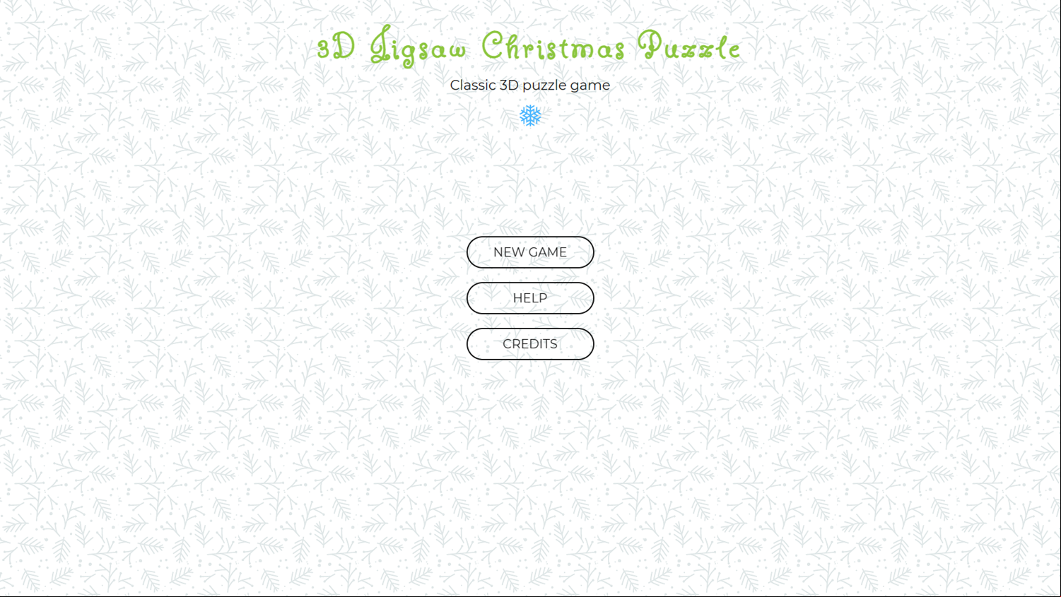 3D Jigsaw Christmas Puzzle Game Welcome Screen Screenshot.
