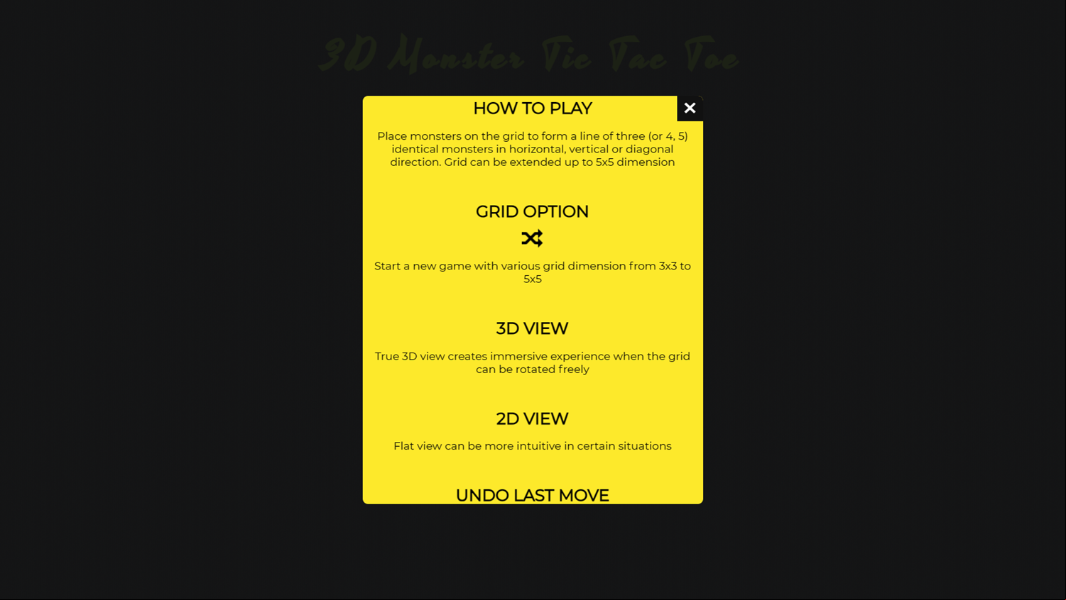 3D Monster Tic Tac Toe Game How To Play Screenshot.