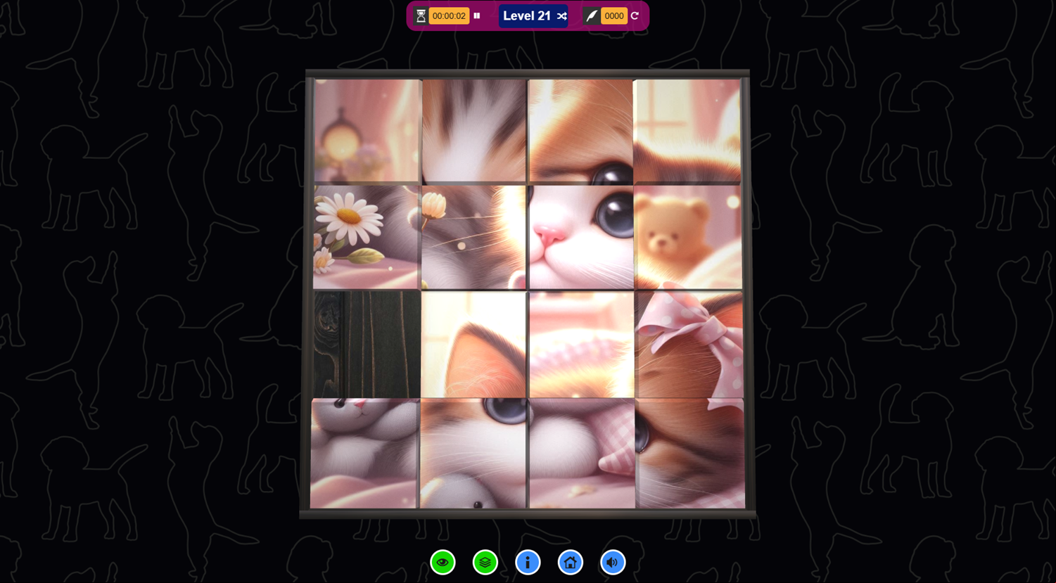 3D Pet Sliding Puzzle Game Level Progress Screenshot.