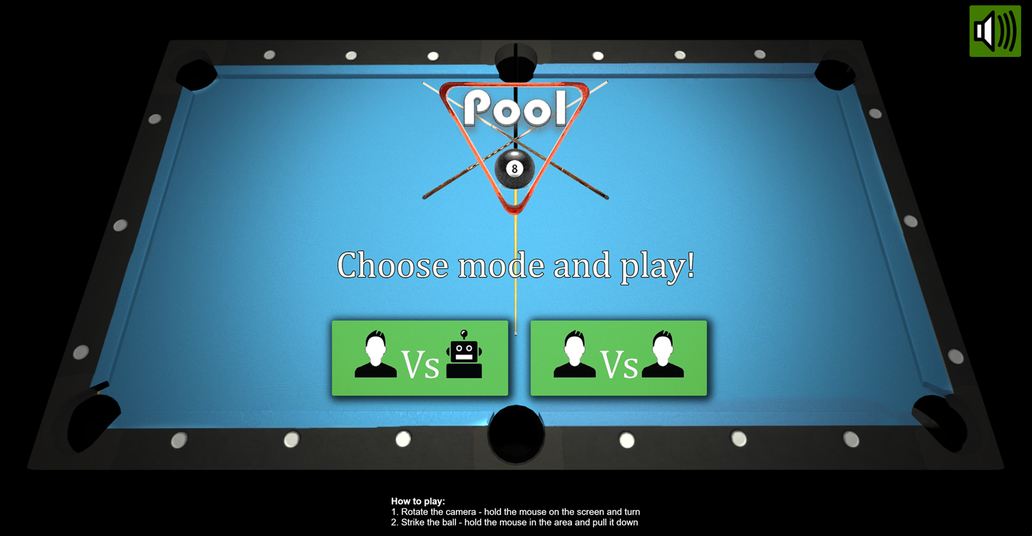 3D Pool Game Welcome Screenshot.