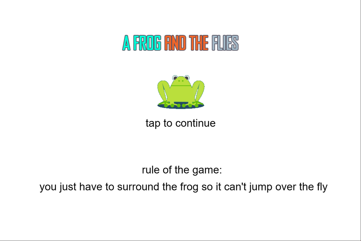 A Frog And The Flies Game Welcome Screen Screenshot.