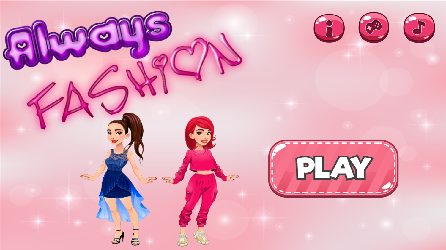 Always Fashion Dress Up Game Welcome Screen Screenshot.