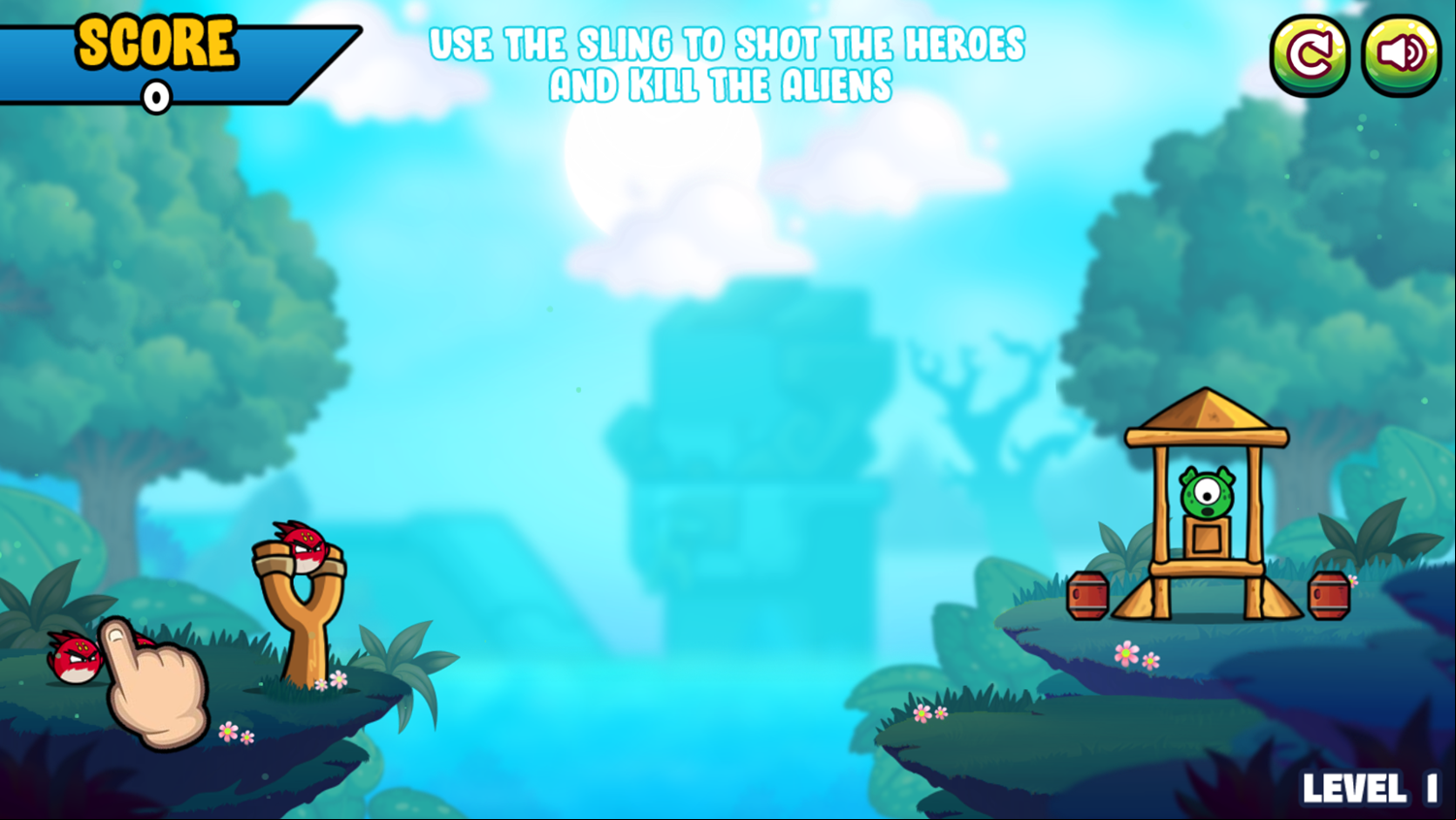 Angry Heroes Game Start Screenshot.
