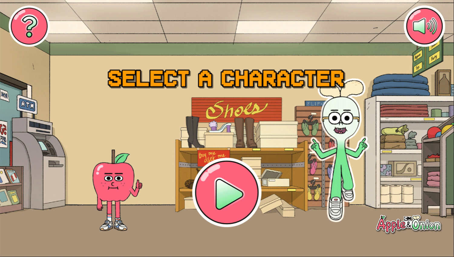 Apple & Onion Dollar Store Dash Game Select Character Screenshot.