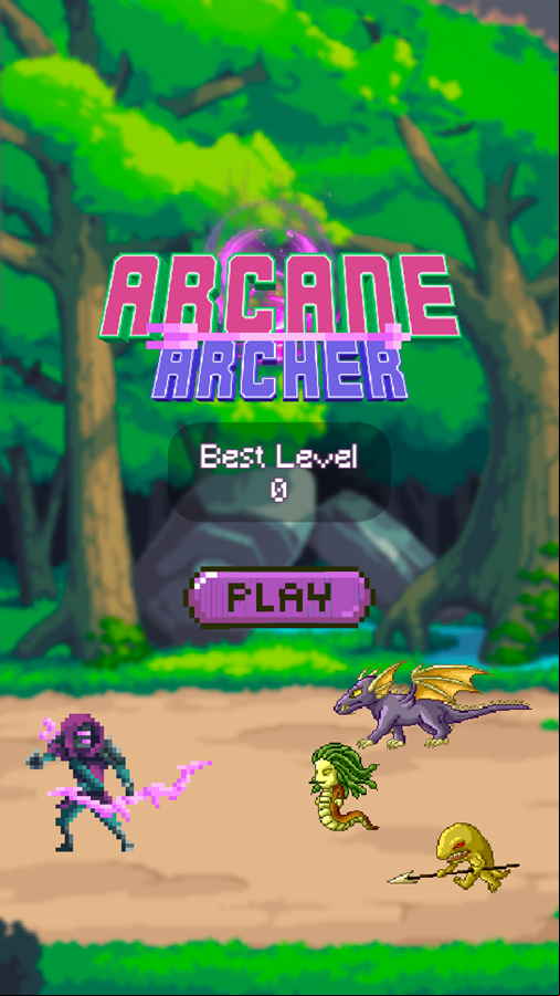 Arcane Archer Game Welcome Screen Screenshot.