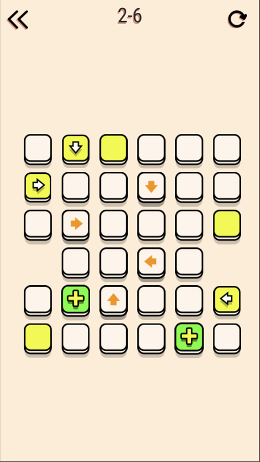 Arrower Game Green Block With a Yellow Cross Screenshot.