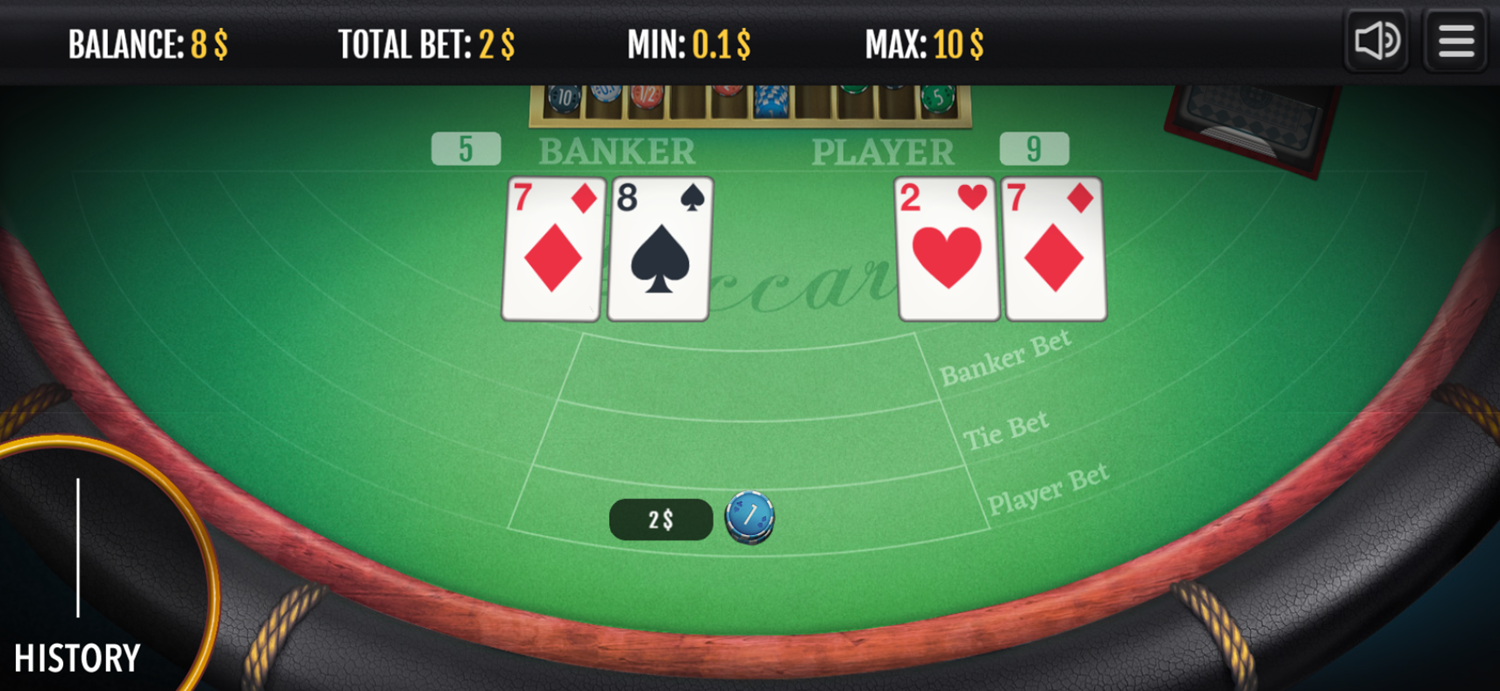 Baccarat Game Show Cards Screenshot.