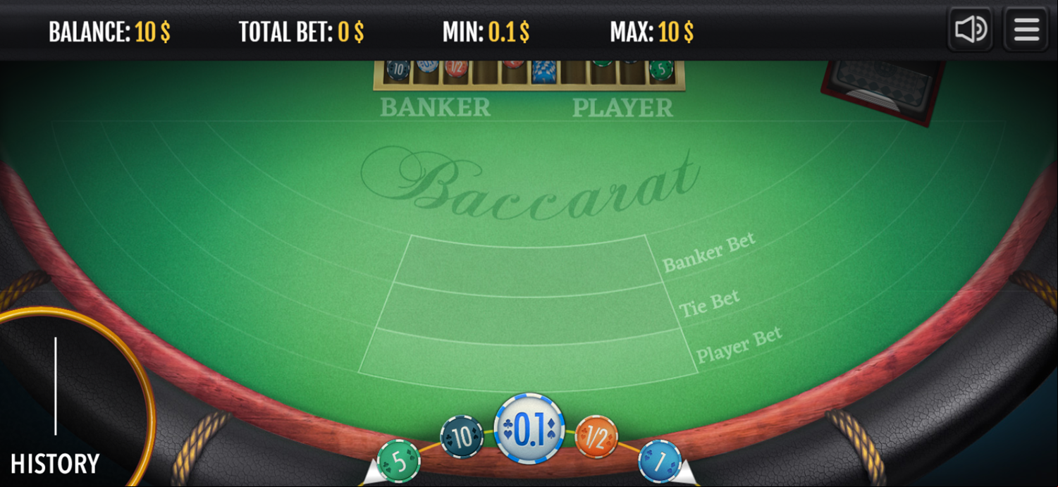 Baccarat Game Welcome Screen Screenshot.