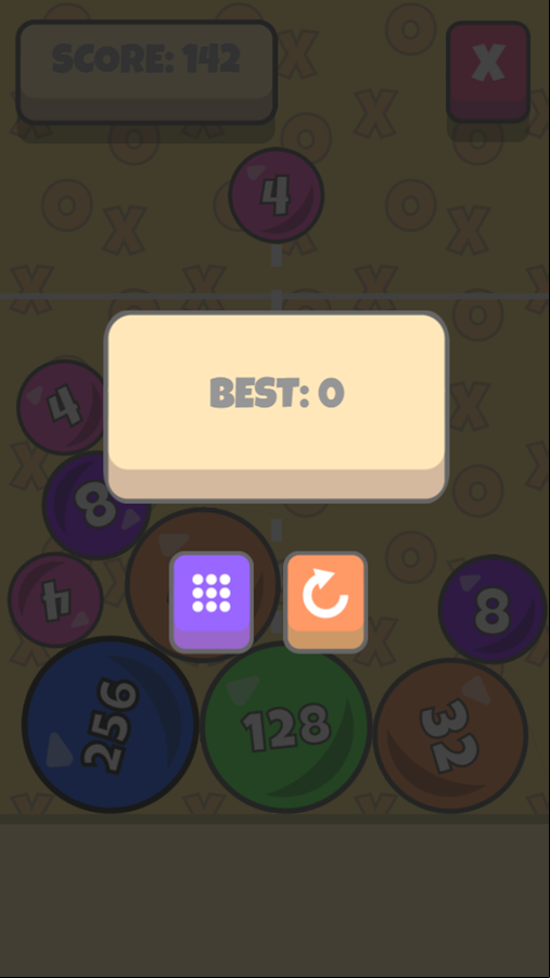 Ball Merge 2048 Game Over Screenshot.