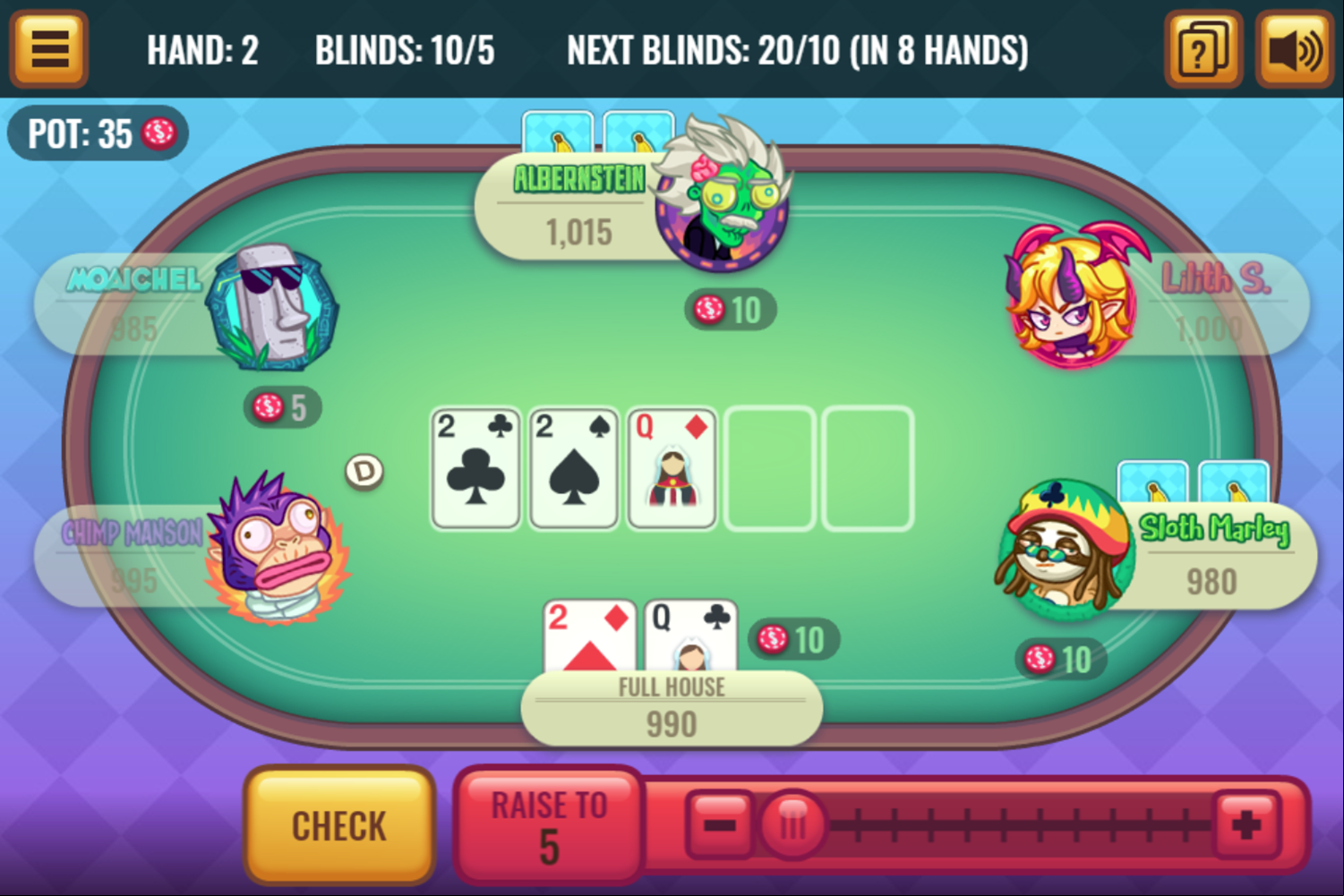 Banana Poker Full House Screenshot.