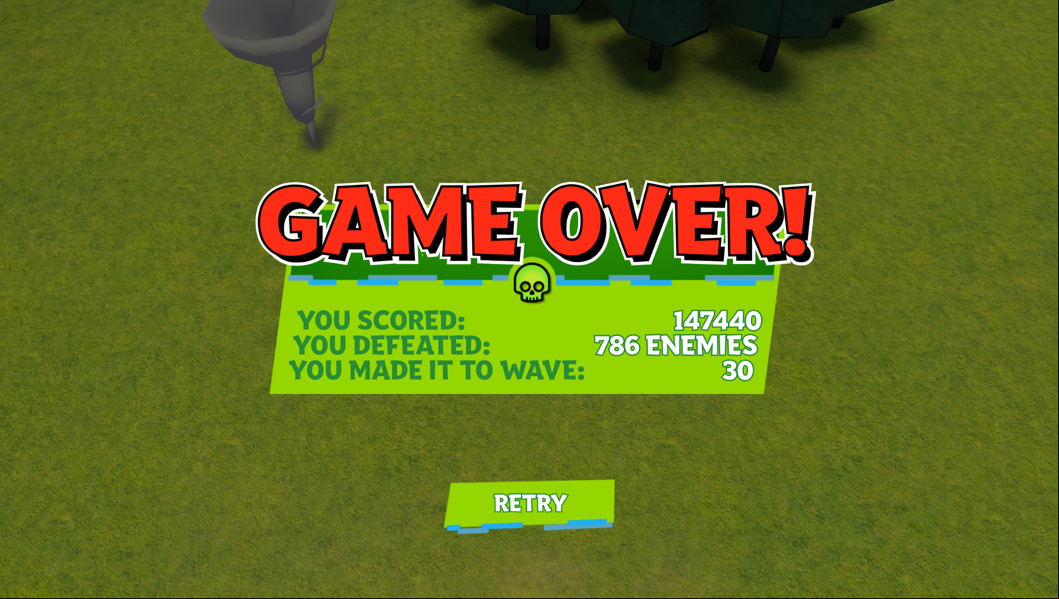 Ben 10 Drone Destruction Game Over Screenshot.