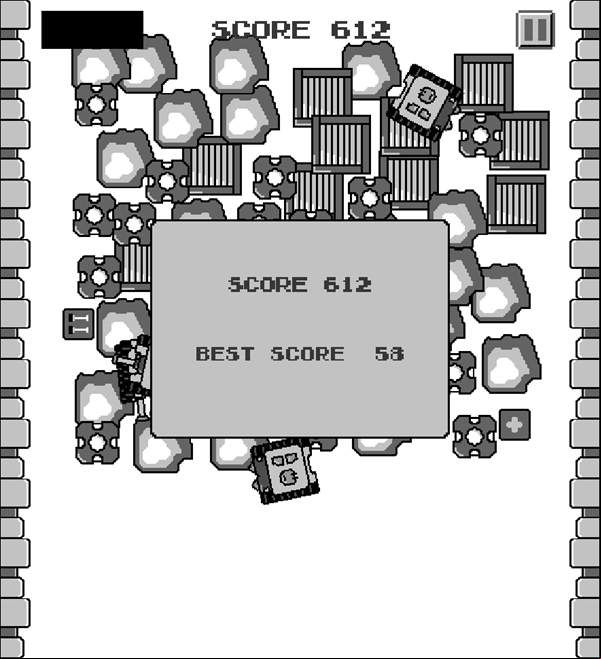 Bit Tank Game Over Screenshot.