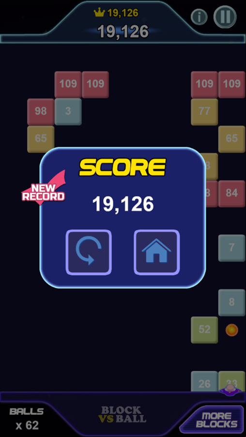 Block vs Ball Game Score Screenshot.