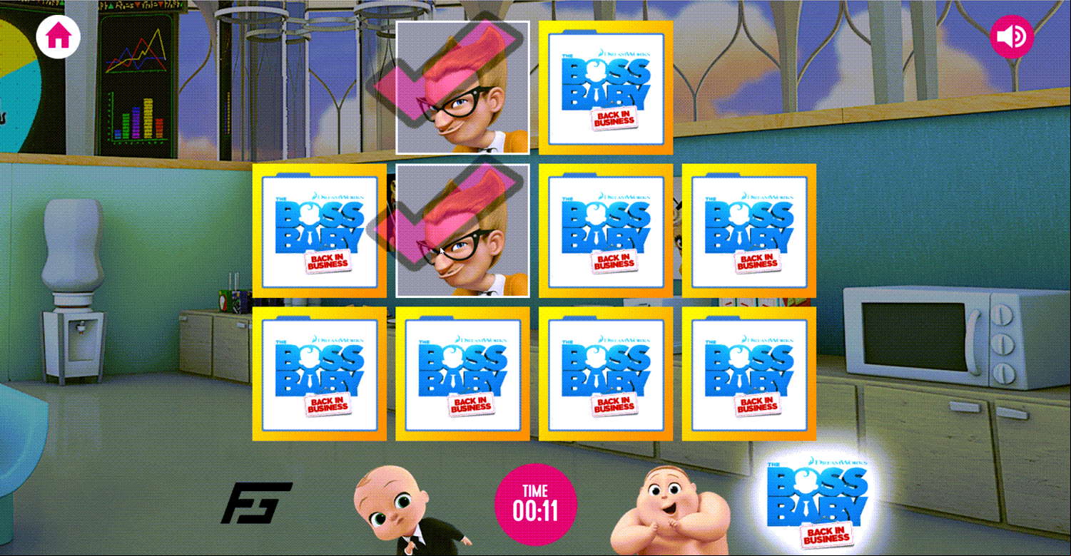 Boss Baby Matching Pairs Match Made Screenshot.