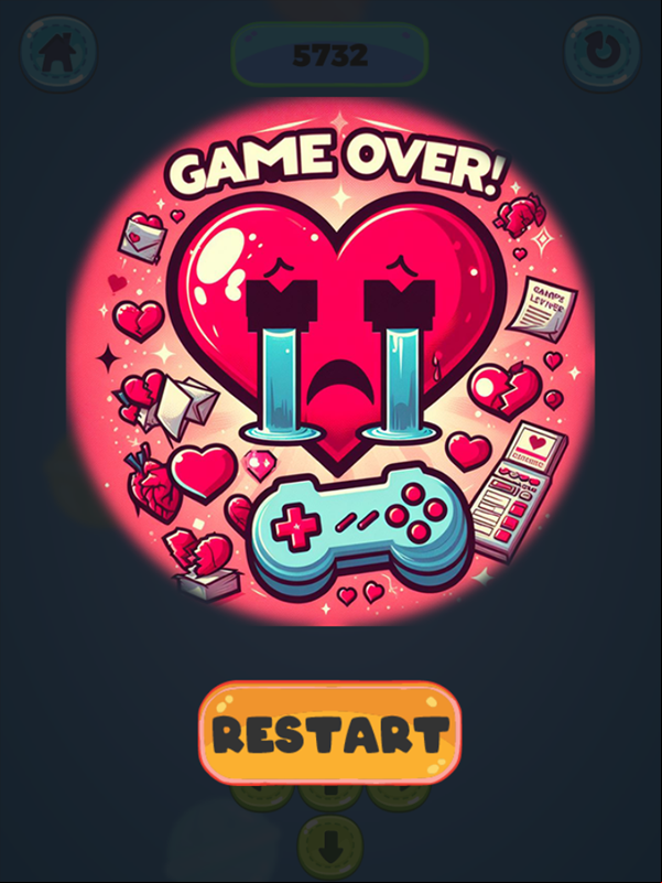 Cat 2048 Game Over Screenshot.