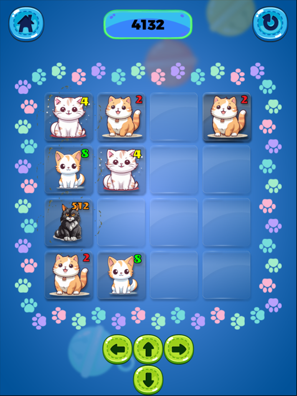 Cat 2048 Game Progress Screenshot.