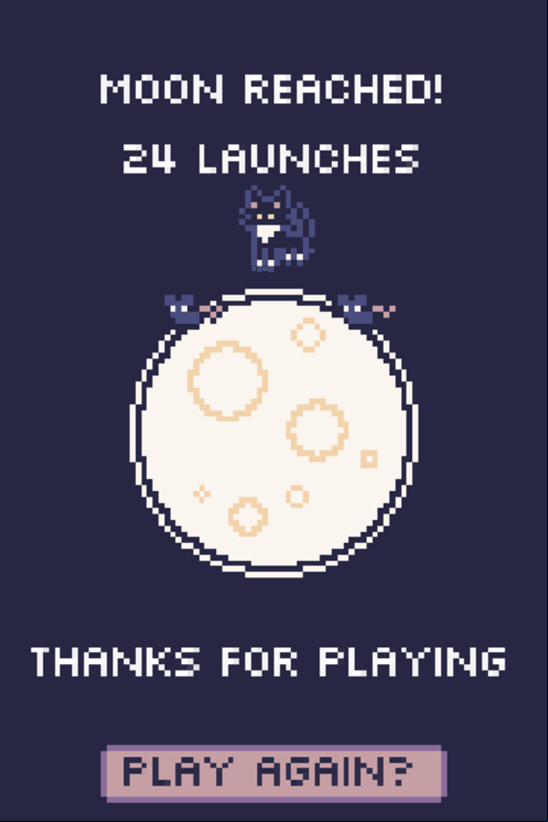 Cat to the Moon Game Beat Screen Screenshot.