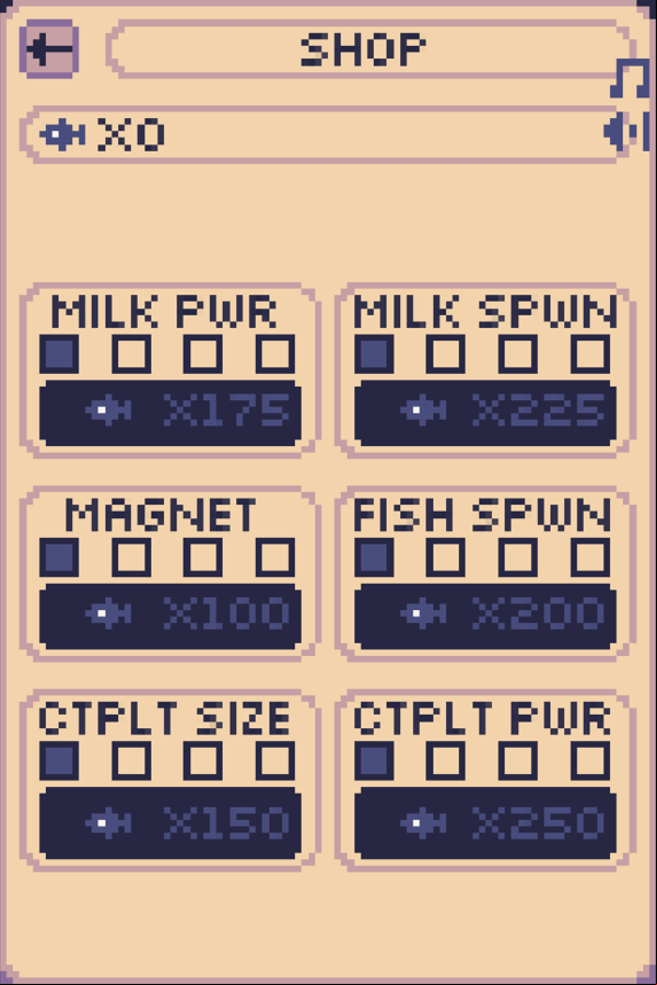 Cat to the Moon Game Shop Screen Screenshot.
