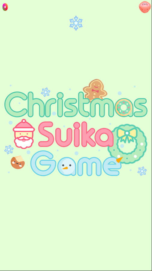 Christmas Suika Game Welcome Screen Screenshot.