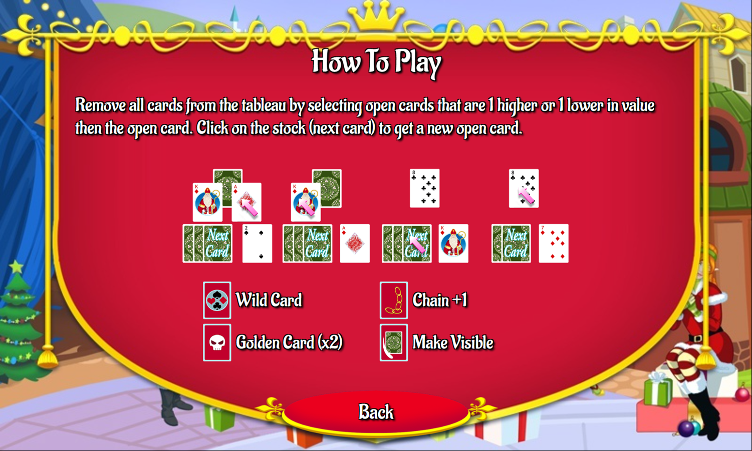 Christmas Tripeaks Game How To Play Screenshot.