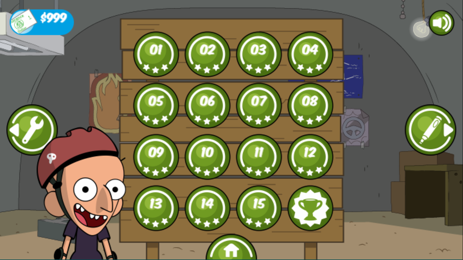 Clarence Reckless Ramps Game Level Select Complete Screenshot.