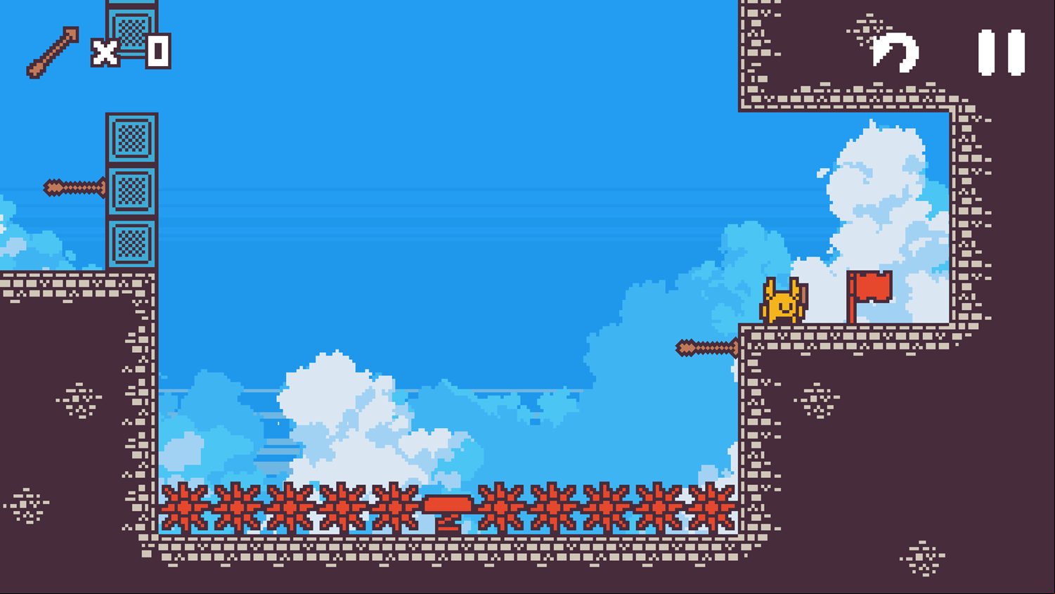 Climbable Arrow Game Level With a Spring Screenshot.