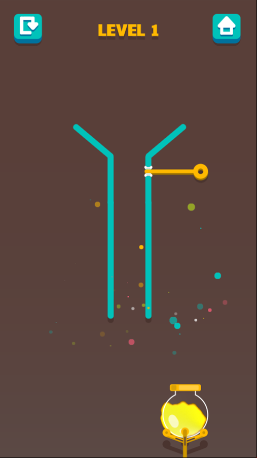 Colored Water and Pin Game Level Complete Screenshot.
