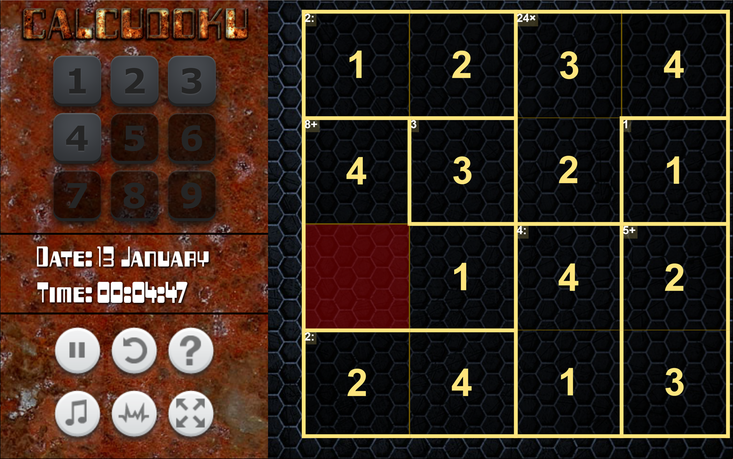 Daily Calcudoku Game Screenshot.
