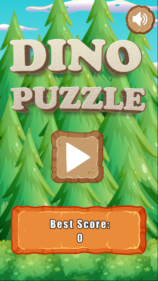 Dino Puzzle Game Welcome Screen Screenshot.