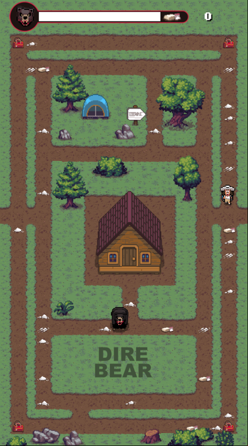 Dire Bear Game Start Screenshot.