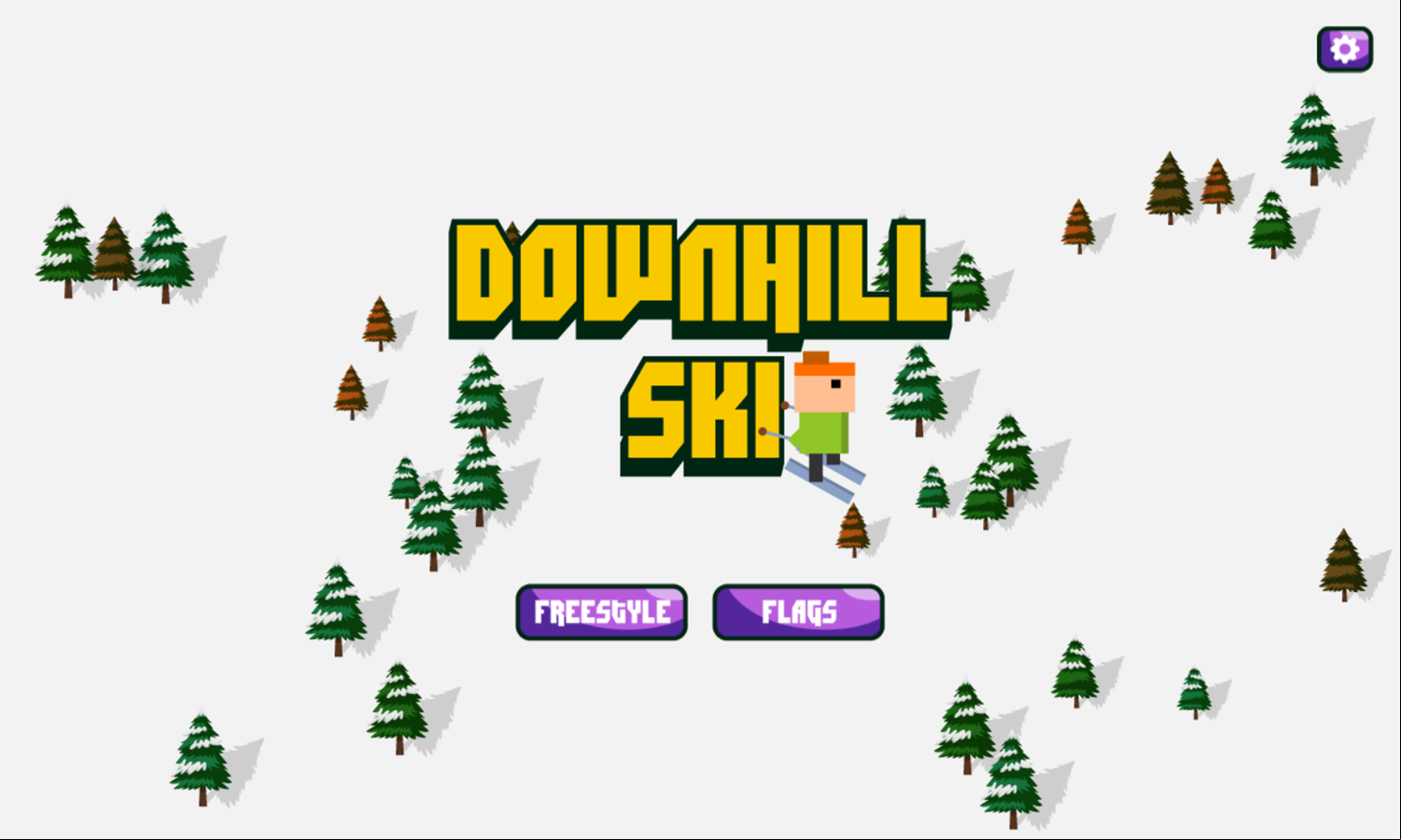 Downhill Ski Game Welcome Screen Screenshot.