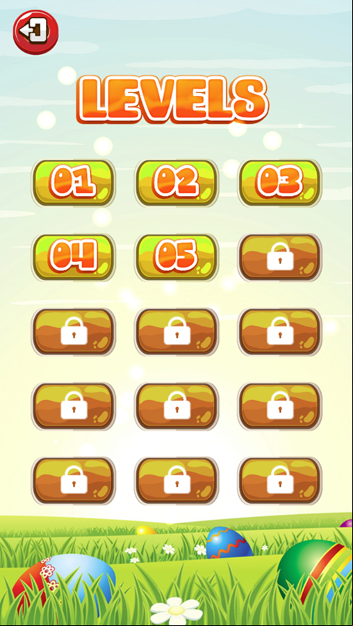 Easter Eggs Hunter Game Level Select Screen Screenshot.