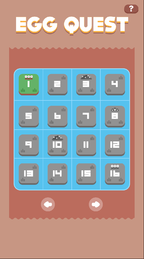 Egg Quest Game Welcome Screen Screenshot.