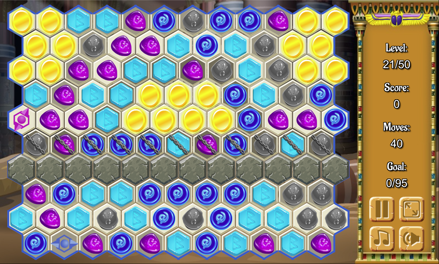 Egypt Runes Game Level With Chained Runes Screenshot.