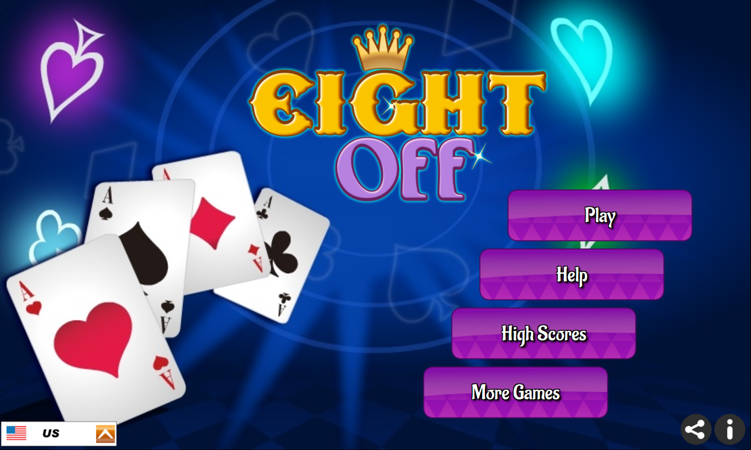 Eight Off Game Welcome Screen Screenshot.