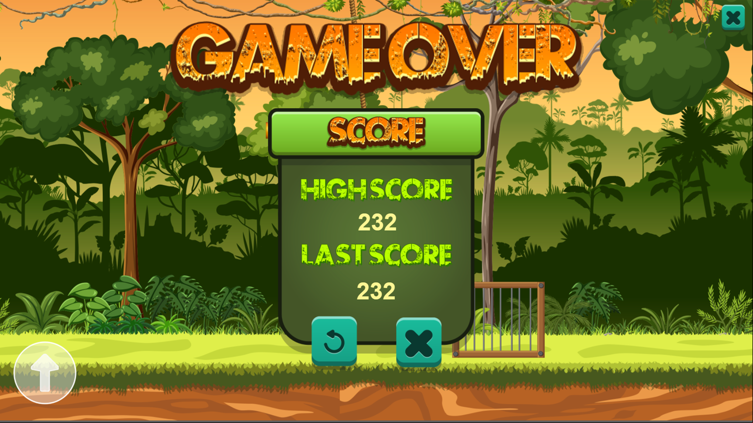 Escape Fox Game Over Screenshot.