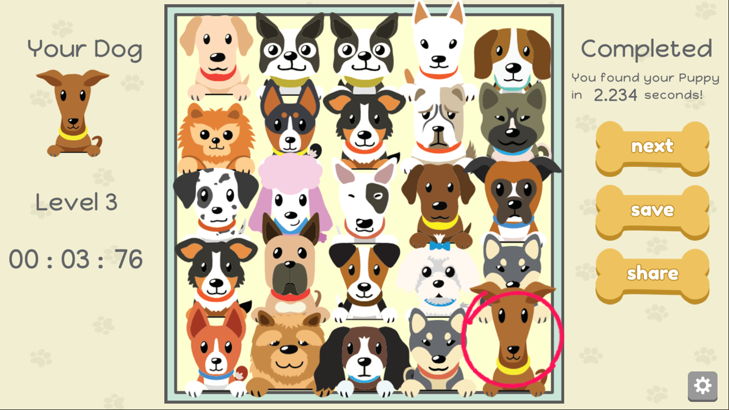 Find My Dog Game Level Play Screenshot.