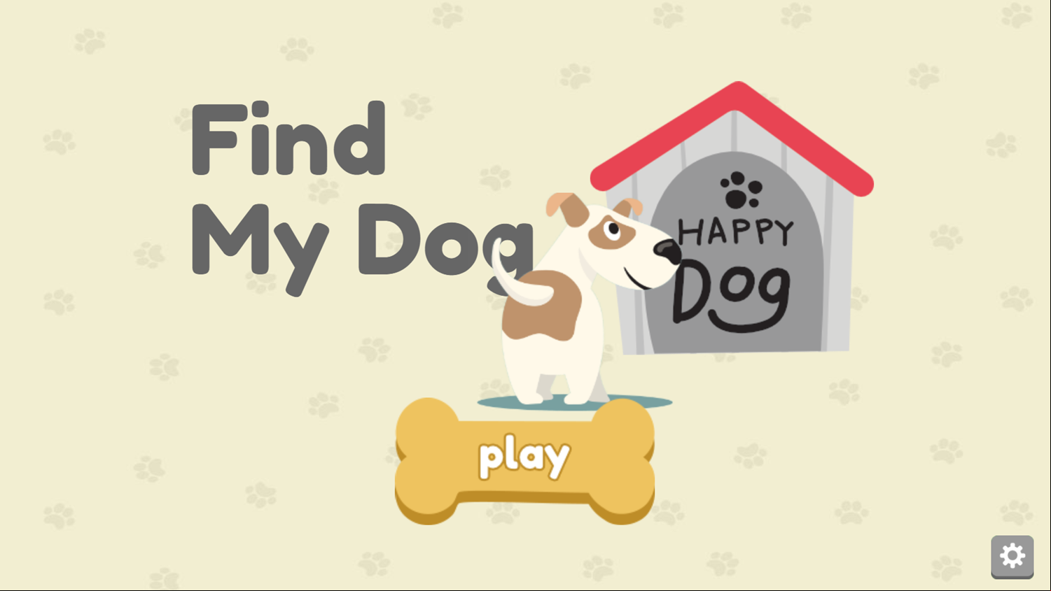 Find My Dog Game Welcome Screen Screenshot.