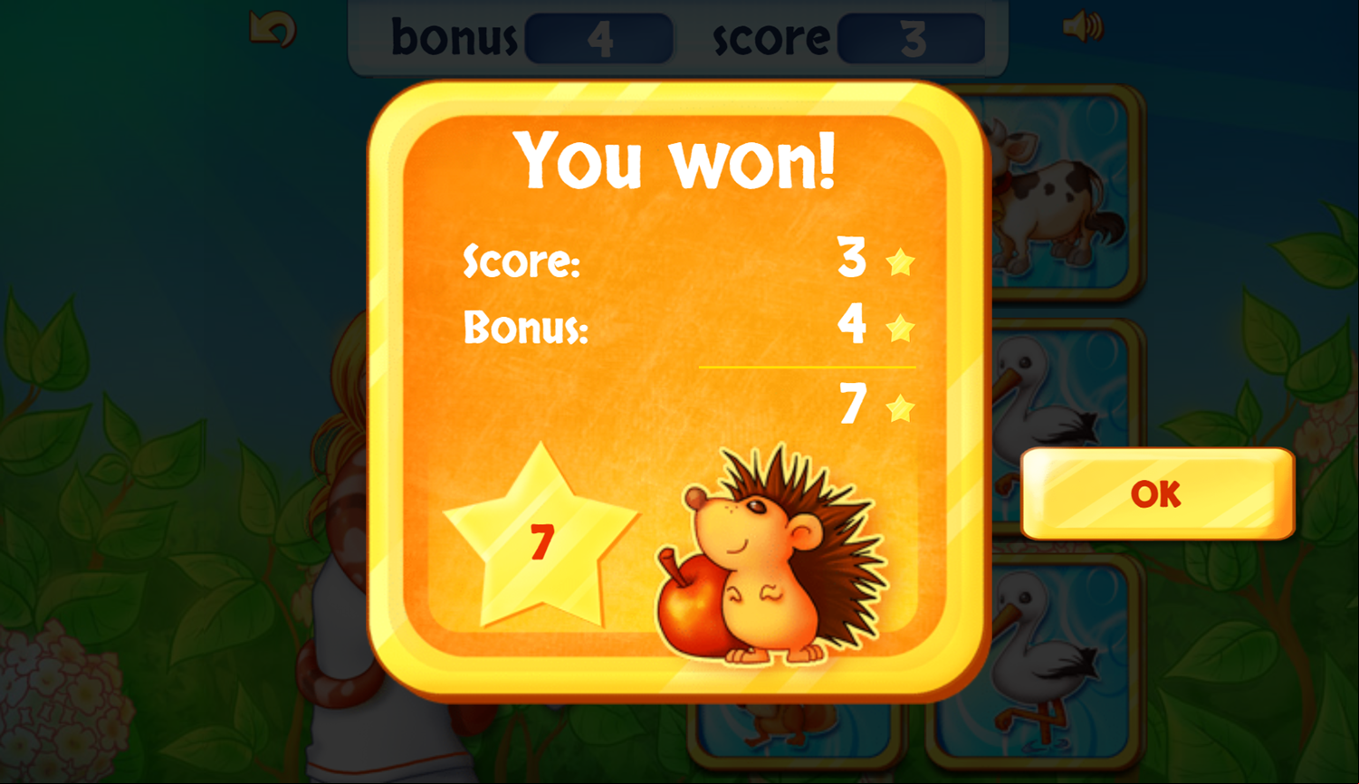 Flip Card Memory Test Game You Won Screenshot.