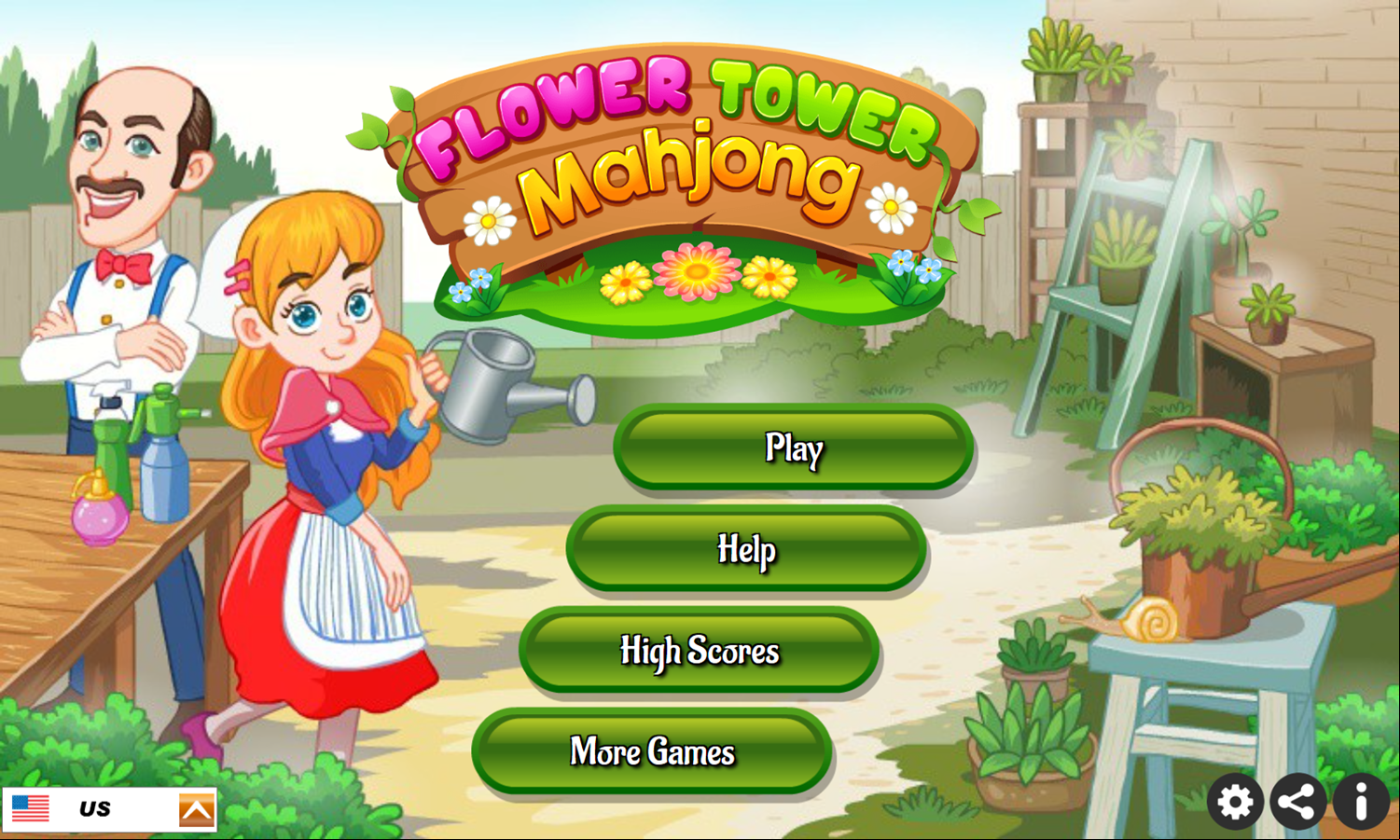 Flower Tower Mahjong Game Welcome Screen Screenshot.