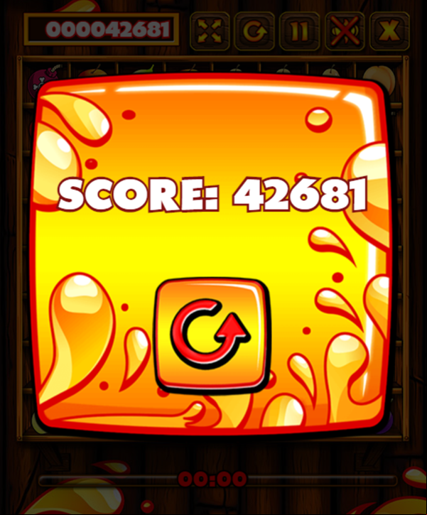 Fruit Matching Game Score Screenshot.
