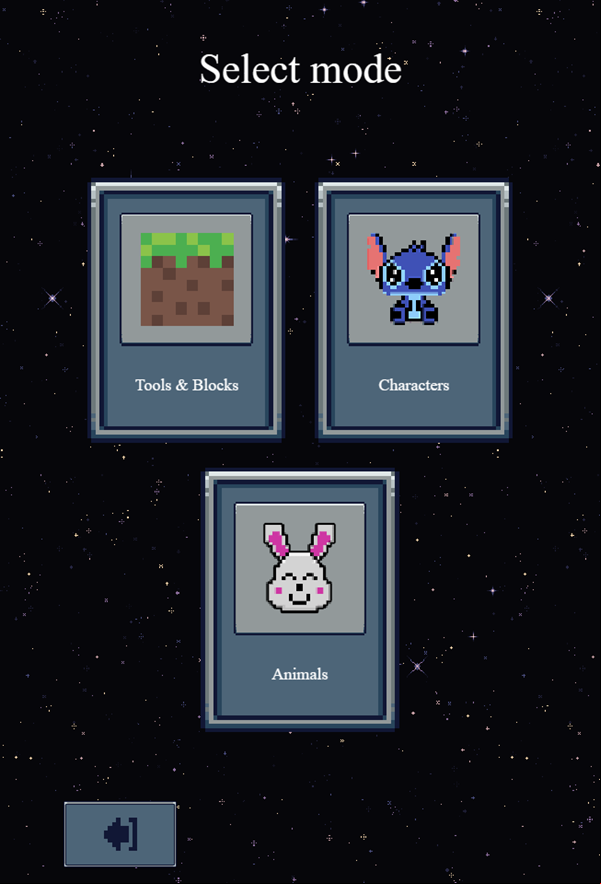 Galactic Pixel Storm Game Select Mode Screenshot.