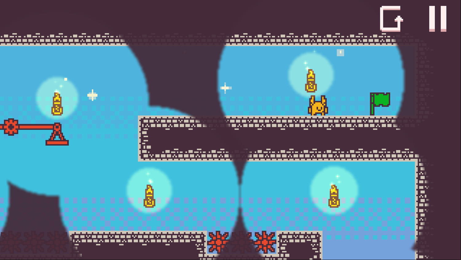 GemRise Adventure Game Level With Lit Torches Screenshot.