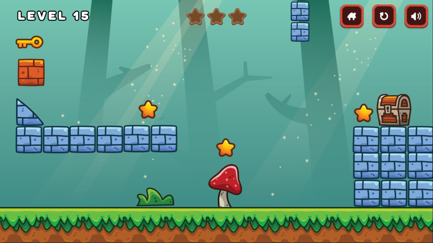 Golden Journey Game Level With Blue Bricks Screenshot.