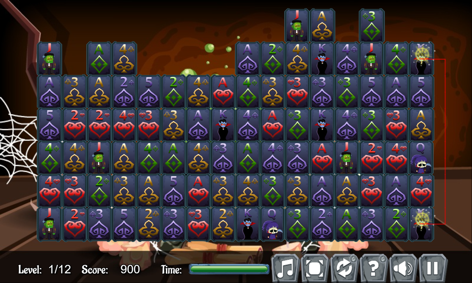 Halloween Card Connect Game Level Play Screenshot.